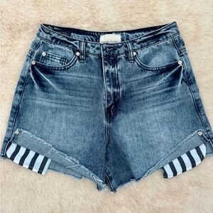 Habitual Girls High Rise Ritual Shorts w/Exposed Pockets Blue Sz 16 (waist 26)